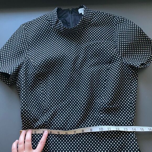 J. Crew Factory Sheath Dress Women's 0 Black Polka Dot Short Sleeve Jacquard - Picture 8 of 9